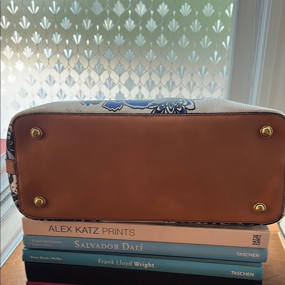 Brahmin Blue Delft Duxbury Tote Floral Blue and White Bag - Picture 10 of 10